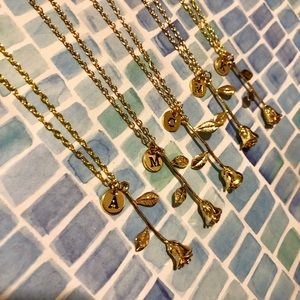 Beautiful gold rose necklace with initial